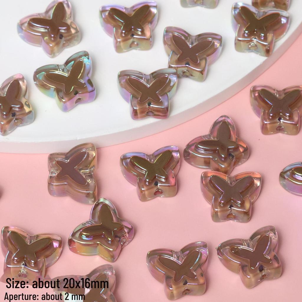 Cute Coffee-Toned Butterfly Flower Love Acrylic Beads for DIY Phone Chains and Necklaces
