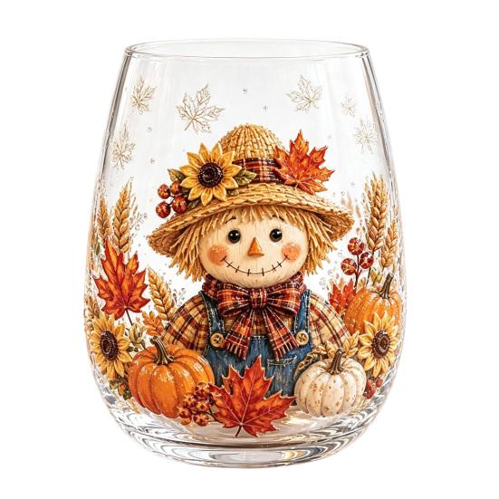 Borosilicate Glass Cup with Lid Autumn Harvest Cup, High Tumbler for Iced Coffee Tea Durable Drinkware Home And Juice, 350ml Clear Drinking