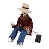 Halloween Cowboy Skull Statue Luminous Eyeball Simulation Halloween Cowboy Skeletons Ornaments for Desktop Decoration