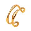 Women's Elegant Double Row Stainless Steel Geometric Open Ring