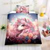 Pink Floral Unicorn Print All Season Bedding Set Soft Comfortable And Breathable Duvet Cover For Bedroom Guest Room And Dorm