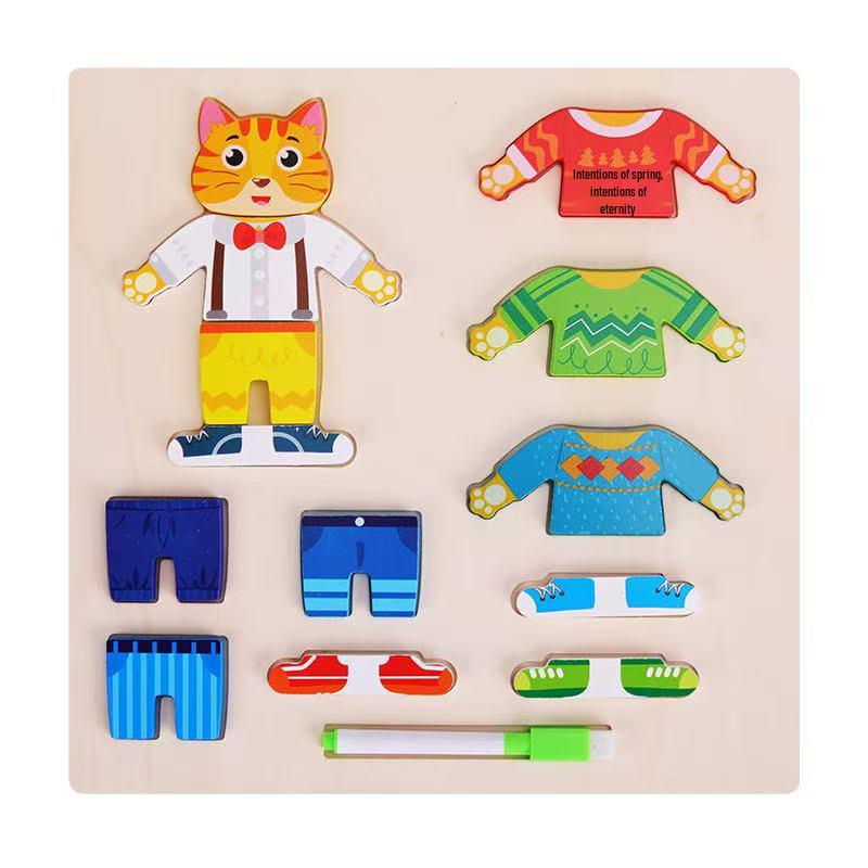 3D Animal Dress-Up Puzzle Blocks: Educational Wooden Toy for Boys & Girls