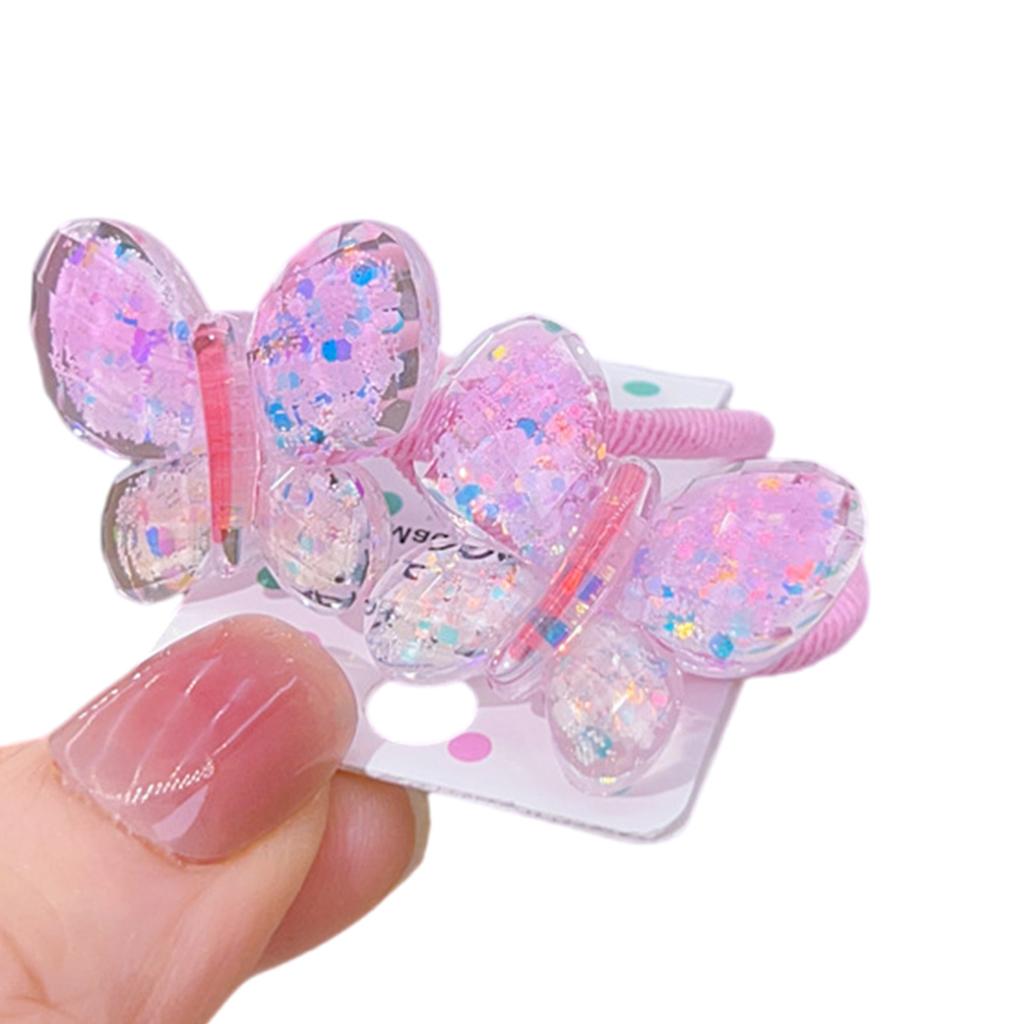 Bright Color Glittering Butterfly Hair Scrunchies for Kids Women Hair Rope Little Girl Elastic Hair Ties Ponytail Holder