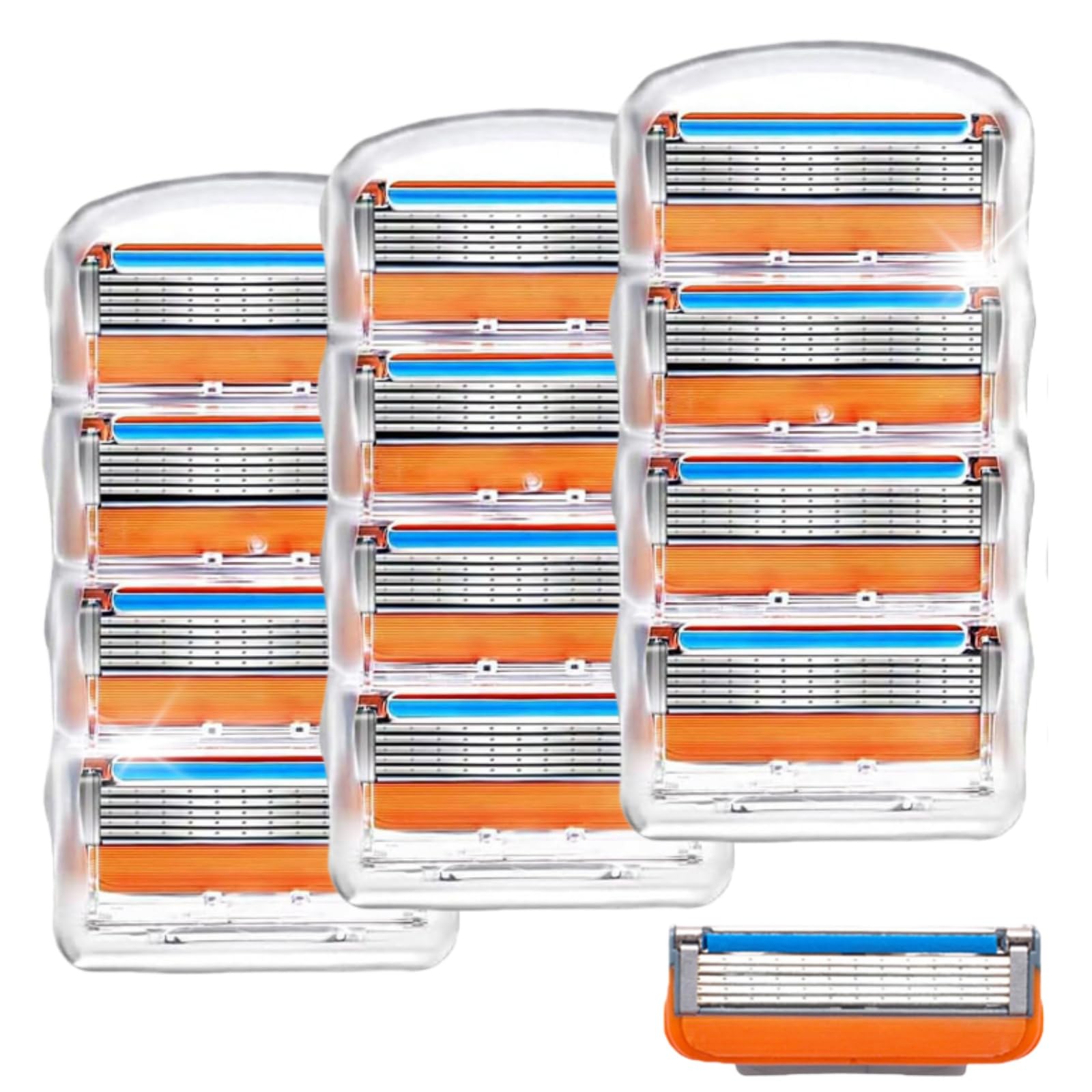 Gillette Replacement ProGlide Compatible Razor Blades Blades, Fusion/ProShield Compatible, 5-Blade, (Orange, 12-Pack) оранжевый