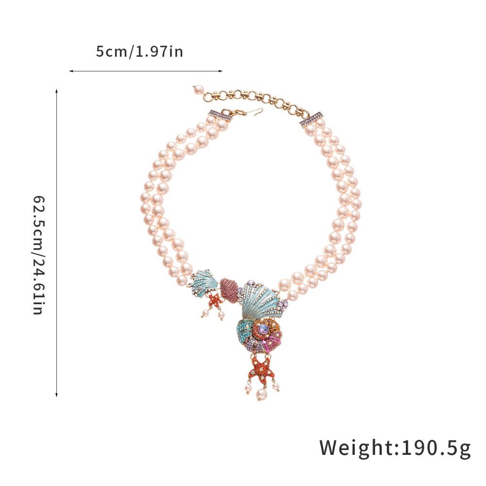 Mediaeval Style Shell Conch Jewelry Colorful Double-layer Necklace Evening Wear