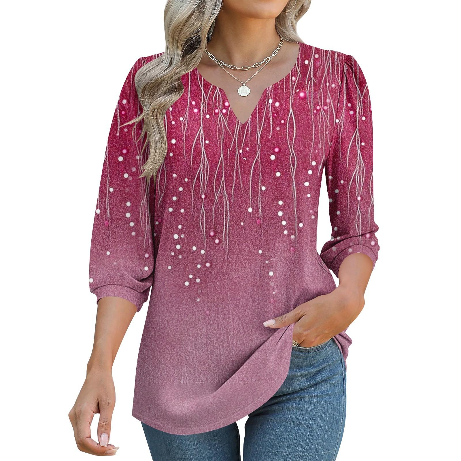 

Women s 3/4 Sleeve Shirts Graphic Tees Shirts Casual Basic Tops Pullovers S