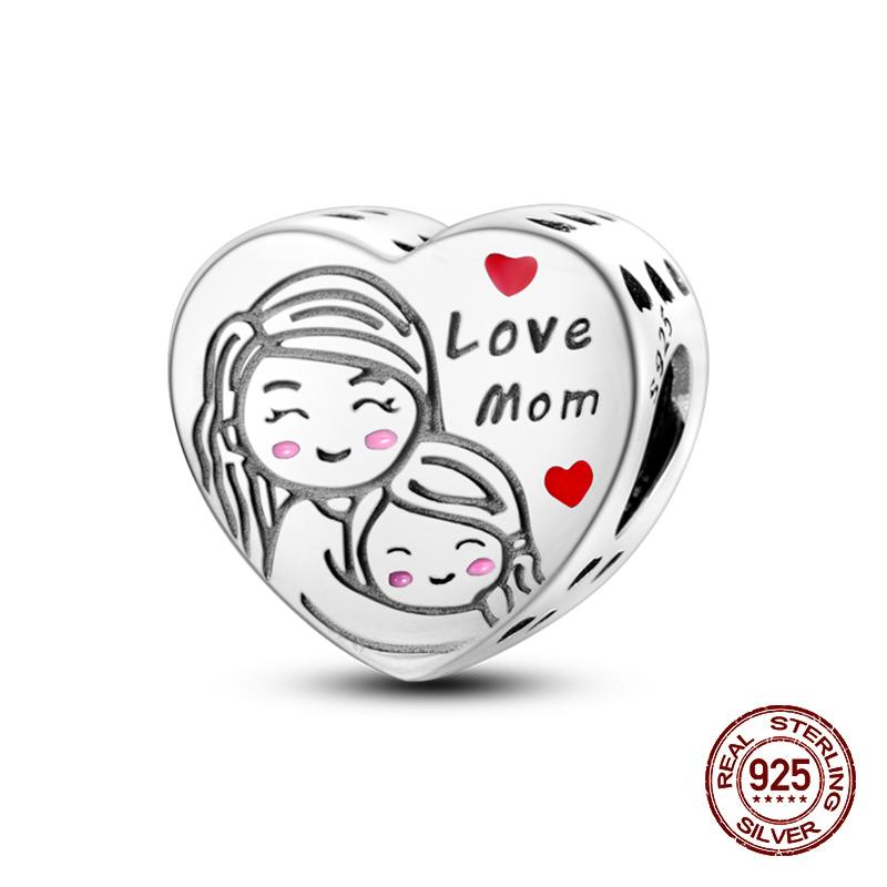 Copper Heart Dog Cat Warm Family Charms Beads Fit 3Mm Original Bracelets Fine Diy Mother'S Day Jewelry Gift