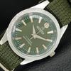 HAND-WINDING VINTAGE SWISS MENS REFURBISHED GREEN COLOR DIAL WATCH A707130-1