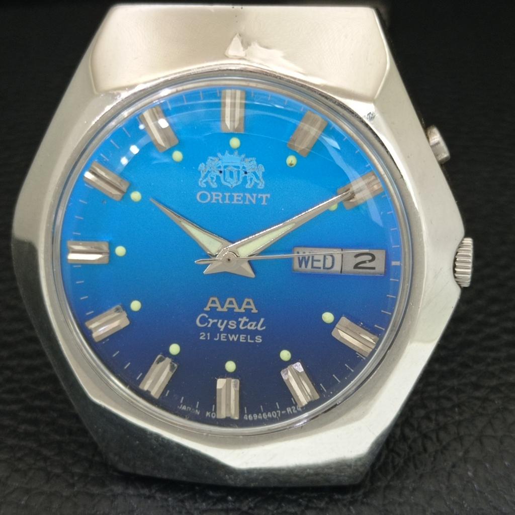 AUTOMATIC VINTAGE ORIENT AAA CRYSTAL JAPAN MENS ORIGINAL DIAL WATCH a706922-1