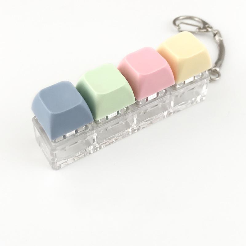 *4Keys Mechanical Keyboard Keychain Fidget Toy,Stress Relief Finger Press Button Anti-Anxiety Office Calming Decompression Toy