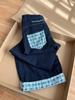 Women's Plus Size Plaid Patchwork Denim Jeans - Embroidered Letter Design, Loose Wide-Leg Cuffed Pants
