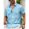 Camicia da Uomo a Maniche Corte con Bottoni e Stampa di Foglie di Palma Tropicali, Stile Casual Estivo, Lavabile in Lavatrice, Camicia Casual per la Spiaggia