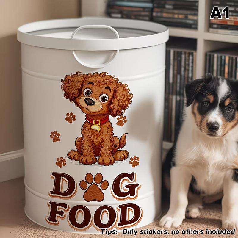 

Cute Pet Food Container Sticker Animal Pattern for Dog Cat Food Can Label Kitchen Pantry