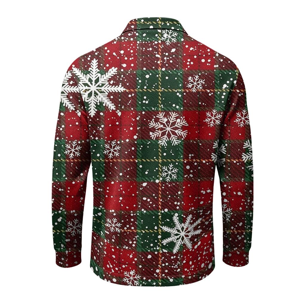Men's Golf Shirt Long Sleeve Casual Christmas Print Quick-Dry Mesh Top