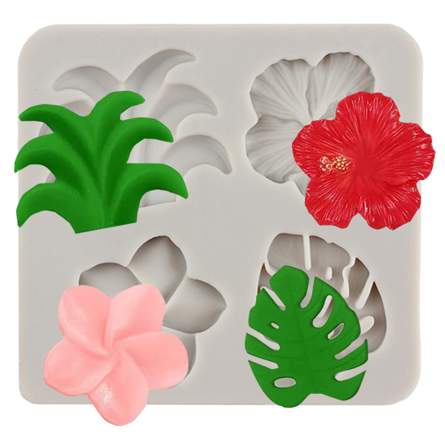

Силиконовые формы с тропическими листьями фламинго, плюмерия, гибискус, формы для помадки, пальмовые листья, форма для шоколада, украшение торта для конфет, формы для кексов, формы из полимерной глины дубильная кора