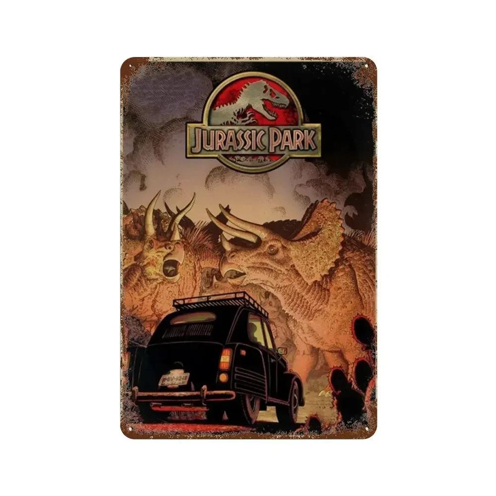 Jurassic Park Dinosaur Science Fiction Movie Sign Decor Metal Plate Poster Vintage Tin Sign Garage Man Cave Plaque Decoration