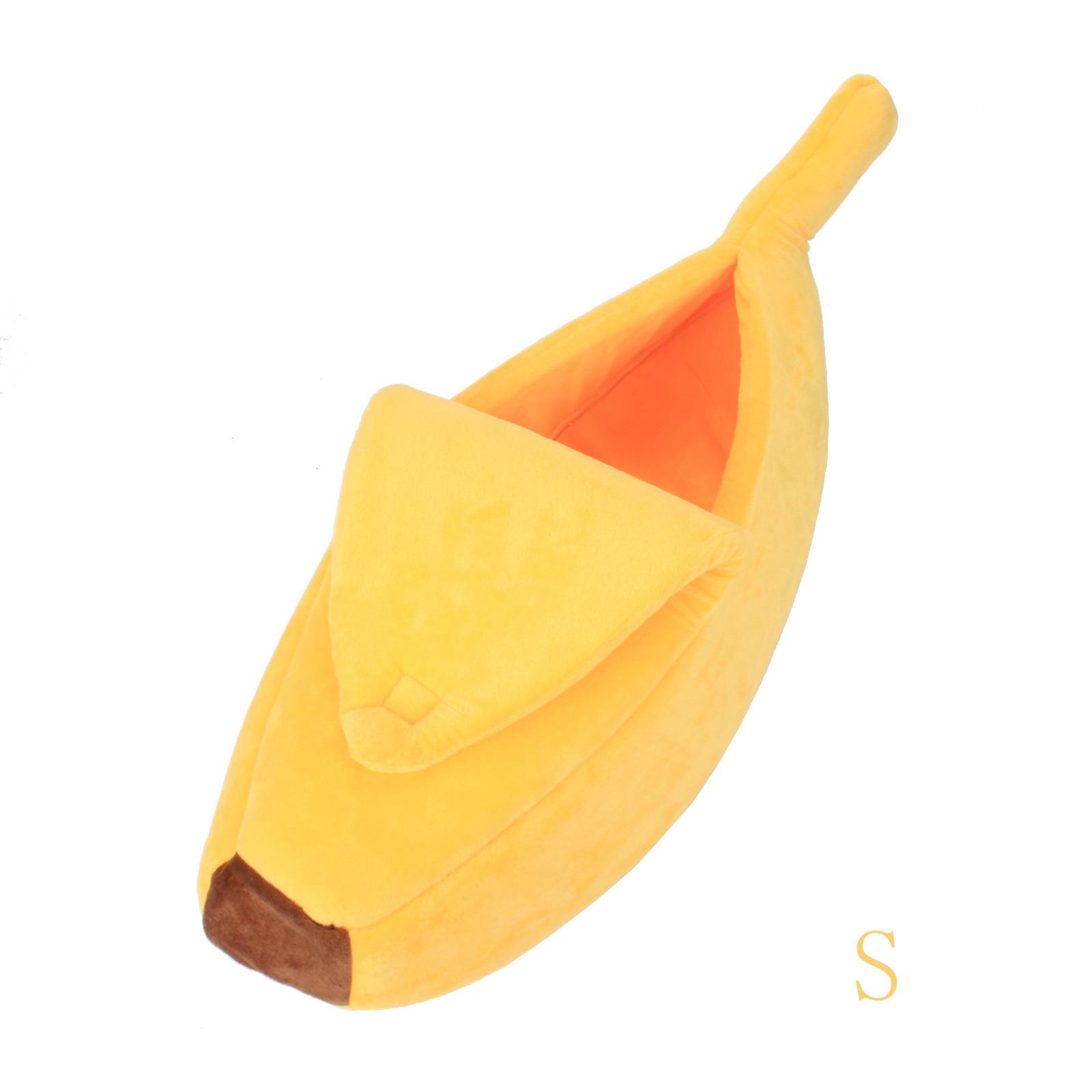 

Маленькая кровать для домашних животных в форме банана, теплая мягкая плюшевая дышащая кровать, кровать для кошки-банана S жёлтый