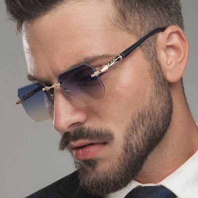 JYL Men's Rimless Square - Retro Diamond-Cut Fashion Sunglasses WF-5G294