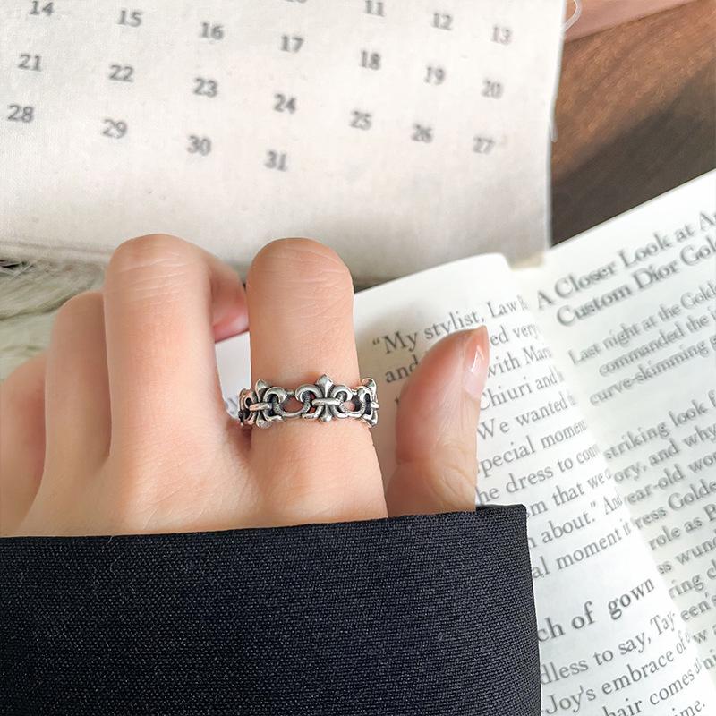 

Lan Zhi 925 Sterling Silver Cross Ring: Unisex, Non-Fading, Adjustable, Elegantly Crafted Jewelry. Adjustable Open