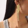 E11111 Light Luxury Flower Diamond Fringed Earrings Female, Exaggerated Fashion High-end Alloy Earrings Earrings