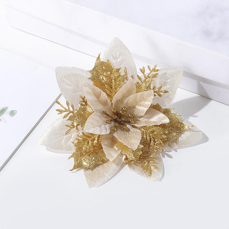 Gold Powder Christmas Tree Double-Layer 3D Flower Decoration