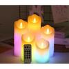 USB Rechargeable Pillar RGB Candle light Paraffin Wax Dancing wick w/18keys Multi-color Remote Home Party table Decoration