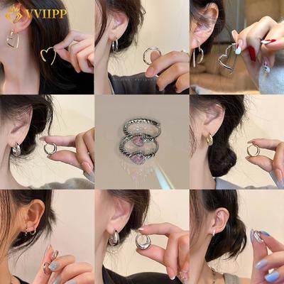 2023 nuovo designOrecchini a cerchio semplici rotondi a cuore cavo Orecchini in argento oro cristallo per accessori gioielli da donna