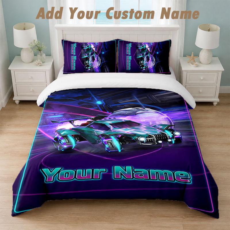Bettwäsche-Set 1 Bettbezug 2 Kissenbezüge Rocket League Aufdruck Weiche Bettwäsche Schlafzimmer Dekor