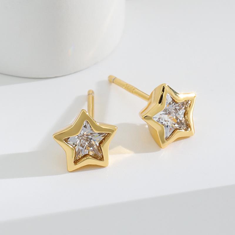 Anti-allergic Palace Baroque Rose Gold Meteor Flower Five-pointed Star Earrings