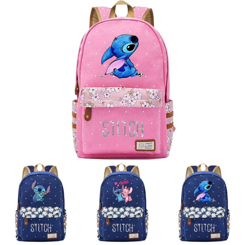 Lilo Stitch Backpack In Pink Or Blue Perfect For School Or Travel Made From High-quality Oxford Cloth