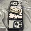 Spiegel Handyhülle für iPhone 15 11 13 14 für 15 16 Pro Max 12 13 16 Pro Wolke Blume und Tier Niedlicher Stil Handyhülle