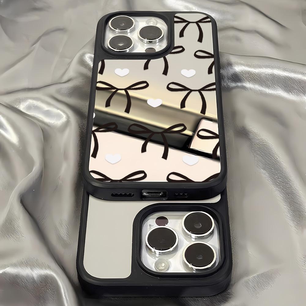 Spiegel Handyhülle für iPhone 15 11 13 14 für 15 16 Pro Max 12 13 16 Pro Wolke Blume und Tier Niedlicher Stil Handyhülle