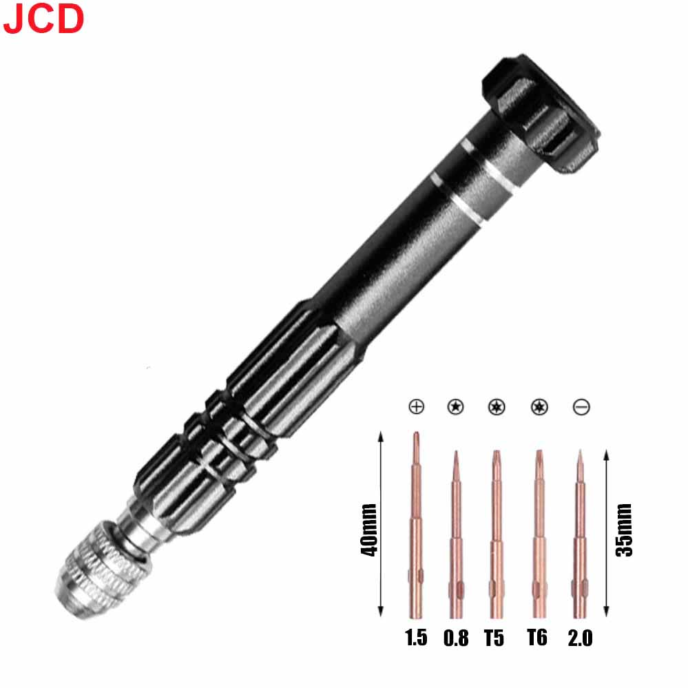 

JCD 5 in 1 Mini Screwdriver Set Aluminum alloy Disassembly Key Screw driver For DIY Mobile Iphone Repair Samsung Sony Hand Tools чорний