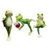 3Pcs/Set Mini Drinking Frog Figurine Standing Sitting Lying Cartoon Frog Statue Resin Sculpture Outdoor Garden Flower Pot Hugger Ornament