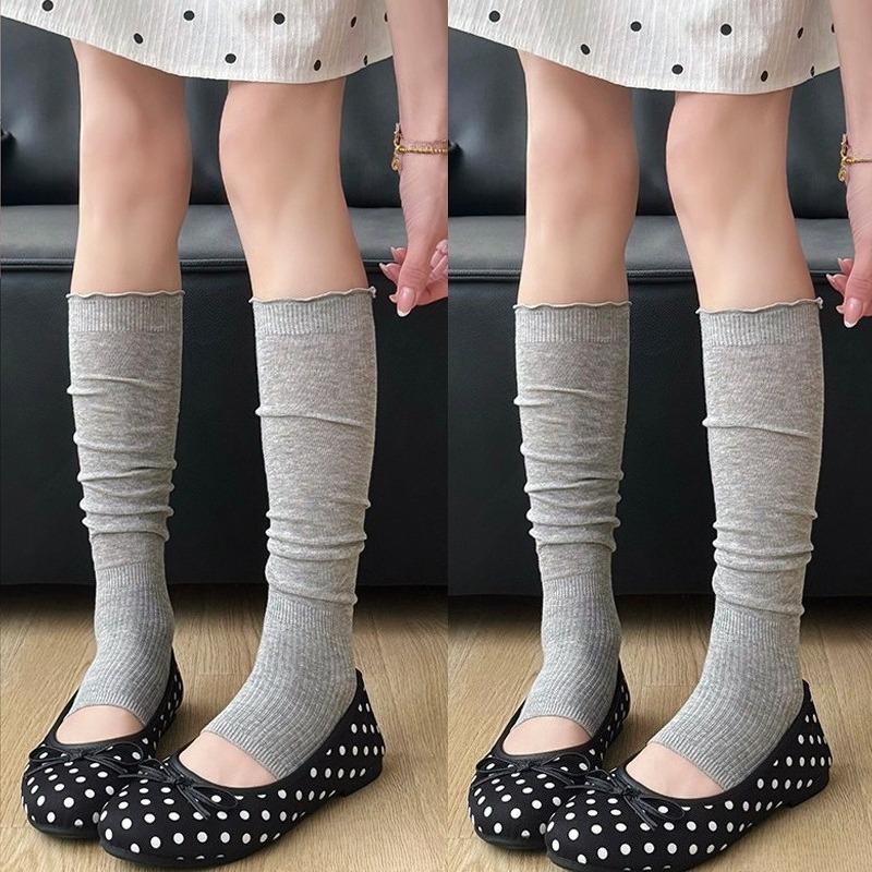 1-2pairs New Korean Sweet Ballet Style Long Stocking Women's Lace Pile Socks Academy Style Versatile Half Foot Socks