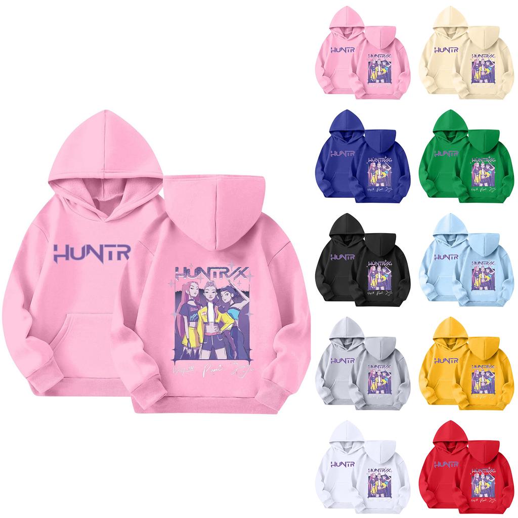 Kids' Long Sleeve Loose Pullover Letter Print Drawstring Hooded Sweatshirt