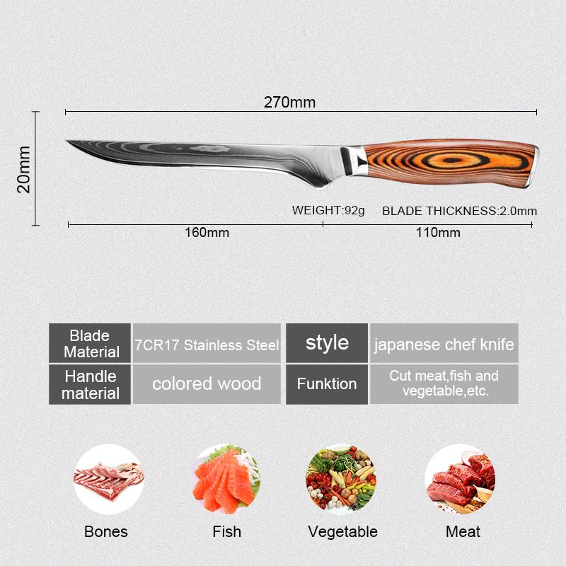 Nůž pro zhroucení 6 palců Nůž pro Ocelový kuchyňský nůž Butcher's Butcher