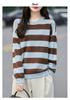 2026 Spring/Autumn Women's Round Neck Striped Wool Sweater - Loose, Casual, Versatile Knitwear