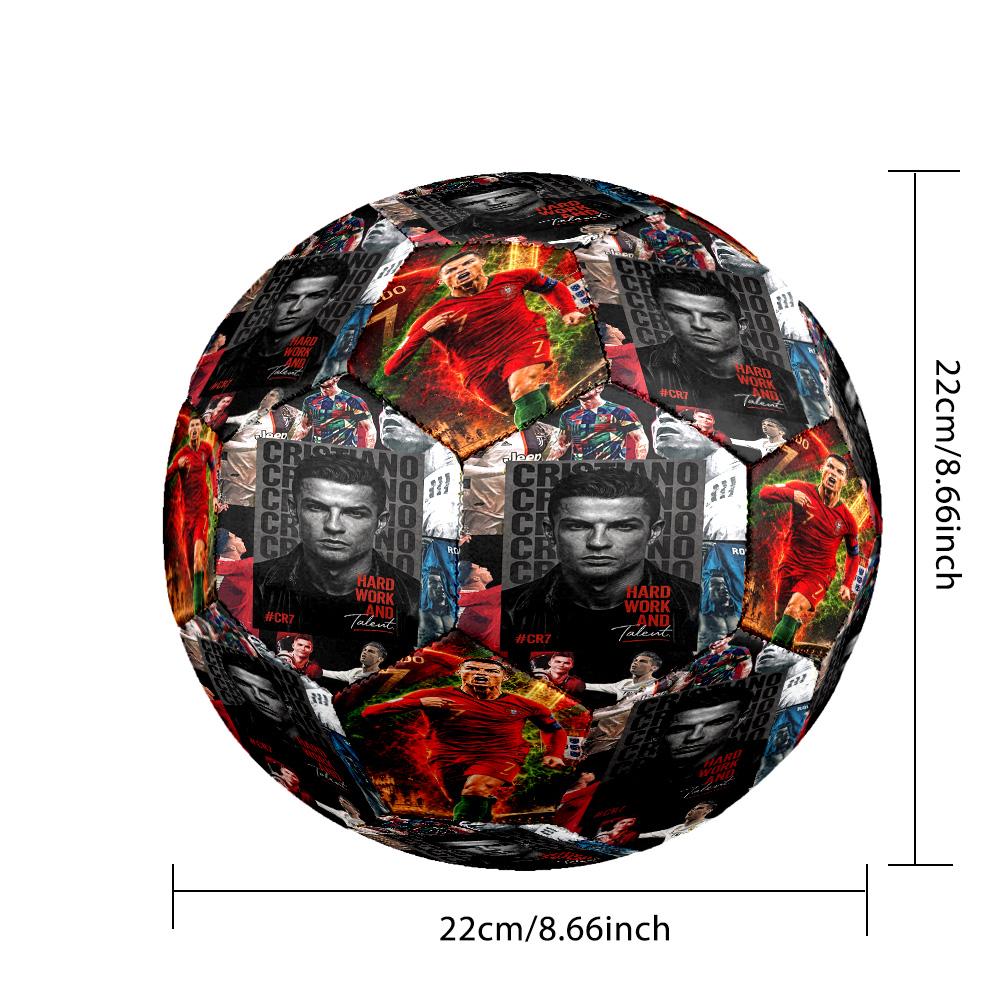 Ronaldo's Hard Work Talent Size 5 Football Machine Sewn Indoor/Outdoor Universal Football Perfect Commemorative Gift for Soccer Lovers