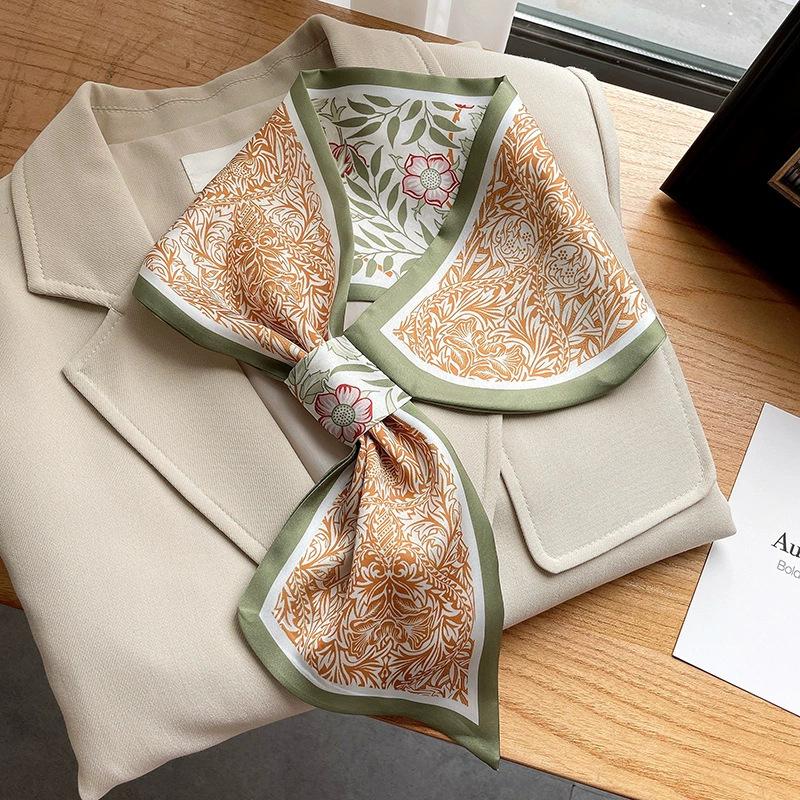 Fashion new cross small silk scarf women's headband Korean version spring, autumn and summer professional scarf small scarf square scarf headband