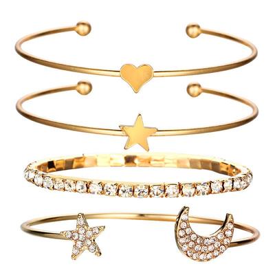 European & American Fashion Star & Moon Bracelet Set for Women