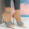 Sequin Slip Flops  Summer New Style Thin Heeled High Heeled Outwear Fashion Sandals Women's Shoes
