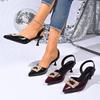 Fashion Baotou Sandals Women's Summer Fashion New Pointed Toe Shallow Mouth Rhinestone Light Temperament High Heels