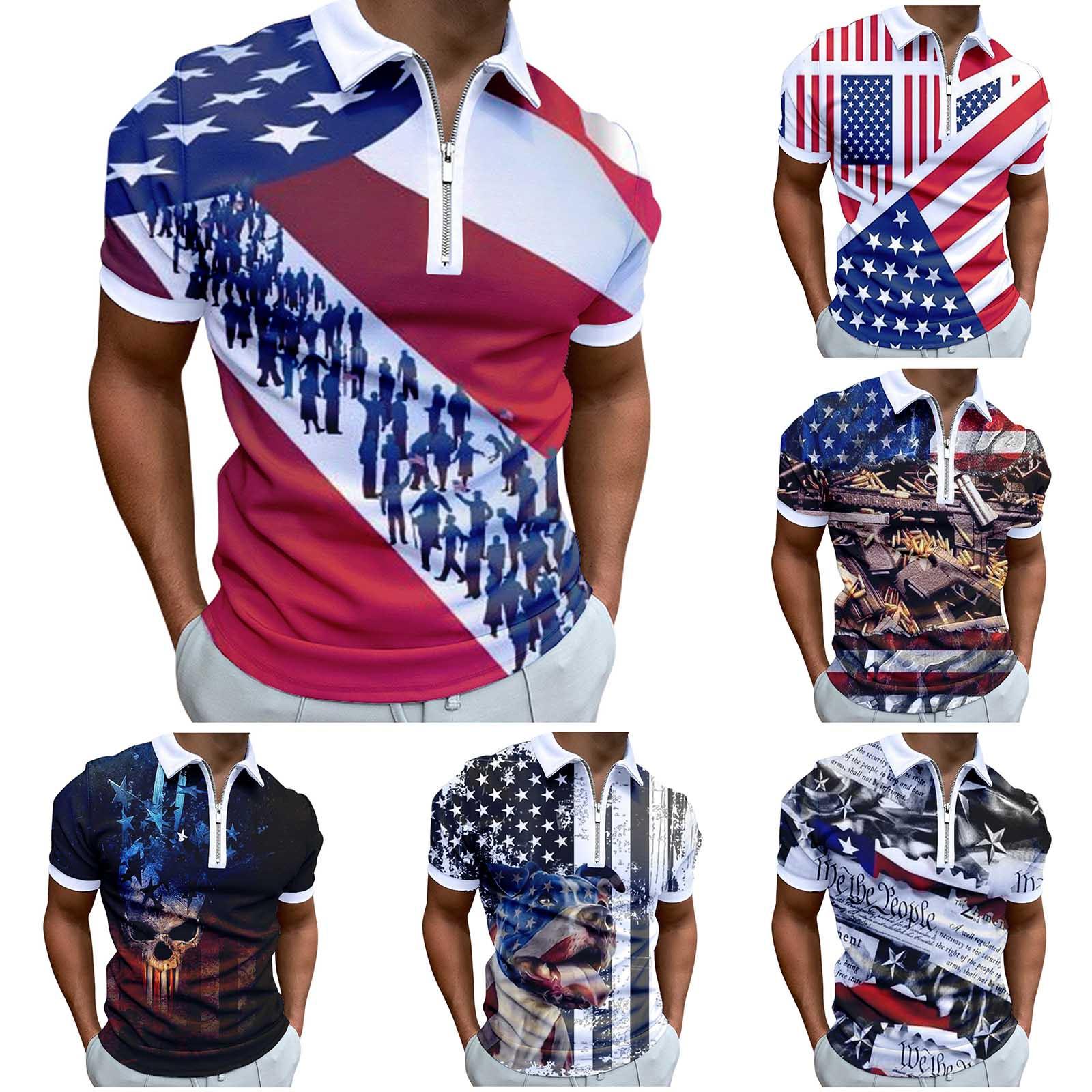 

(Куниде) Мужская модная повседневная рубашка с отворотом на молнии и футболка с принтом