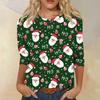 Women's Fashion Casual Round Neck 3/4 Sleeve Loose  Printed T-Shirt Ladies Top