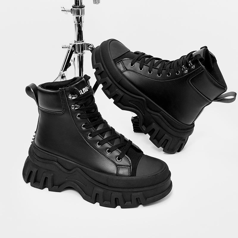 SLNU3 new shoes thick sole heightening leather surface leisure sports high top cross-border large size shoes