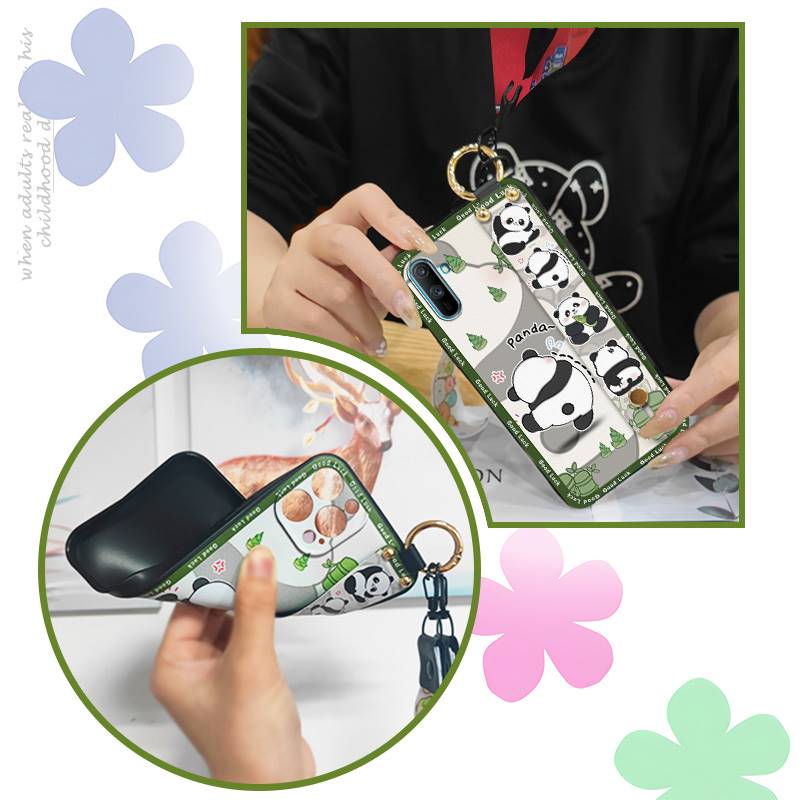 Ring Anti-knock Phone Case For OPPO Realme C3/C3i/Narz N10A Fashion Design Cartoon Dirt-resistant Durable Silicone Panda
