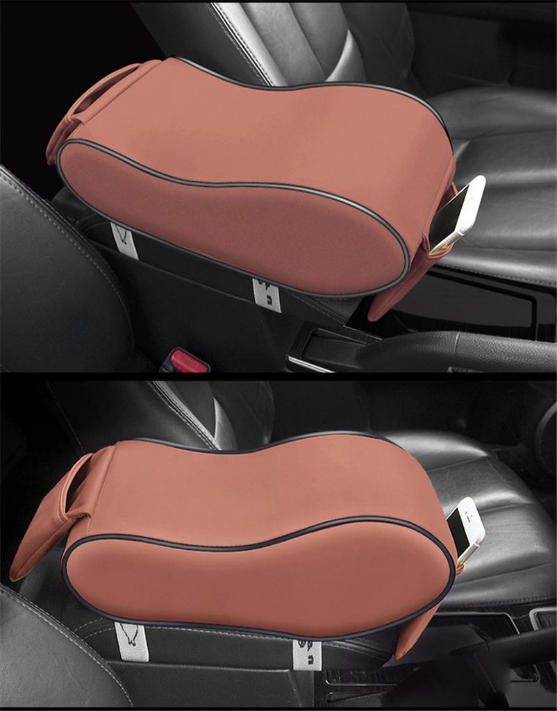 Portable Black Leather Car Truck Center Armrest Heighten Pad Cushion Storage Bag