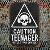 2D Plane - Fun Retro Metal Sign - "Caution: Teenagers enter at their own risk" - Perfectly suitable for game rooms, Men's caves