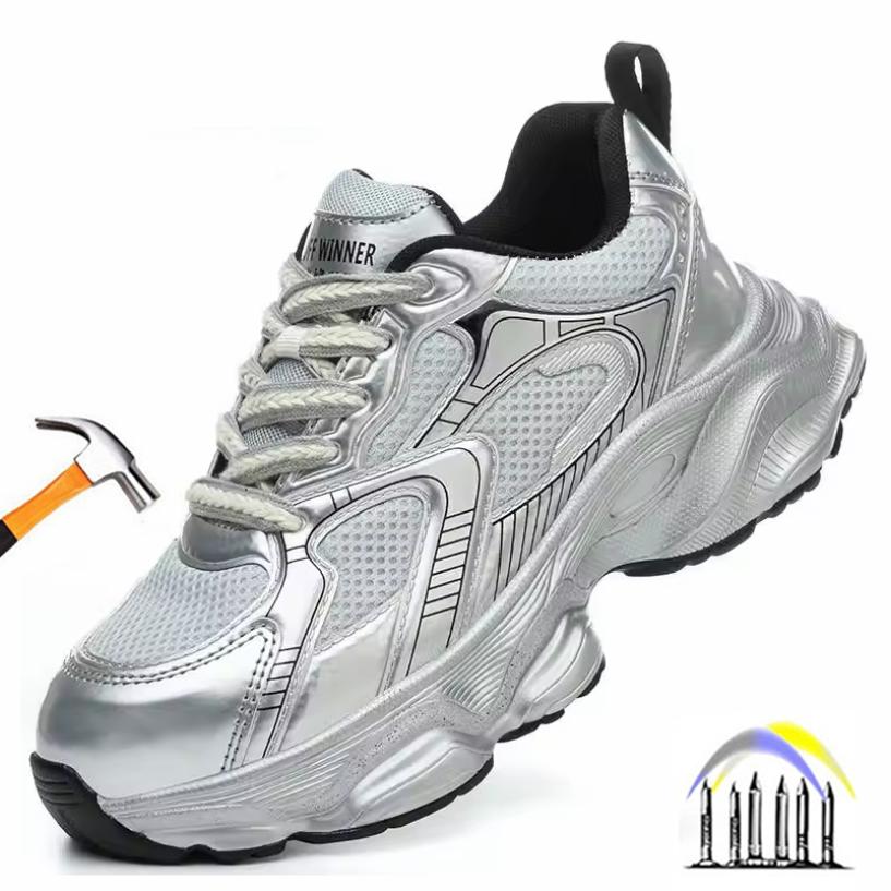 Ultra Light Safety Shoes Women Breathable Work Shoes Height Increase 5Cm Work Sneakers With Plastic Toe Non Slip Shoes For Work